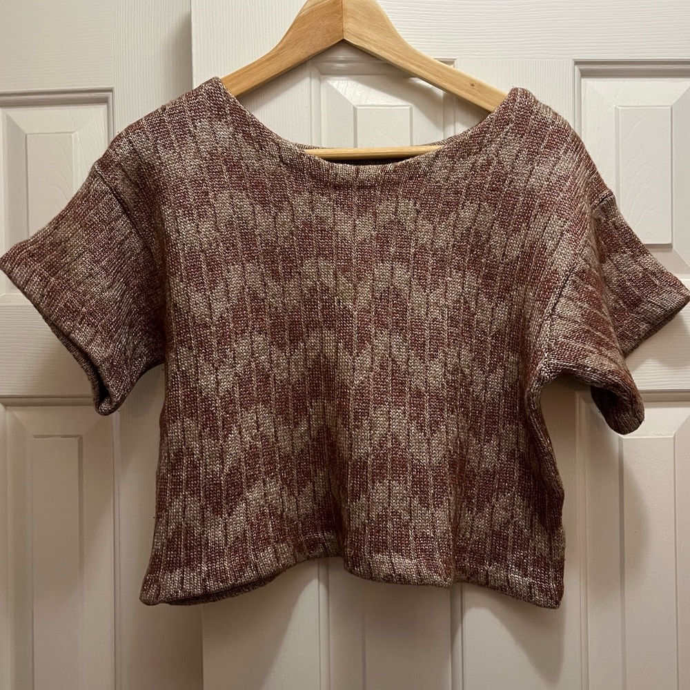 Built By Wendy Herringbone Cropped Sweater Vest